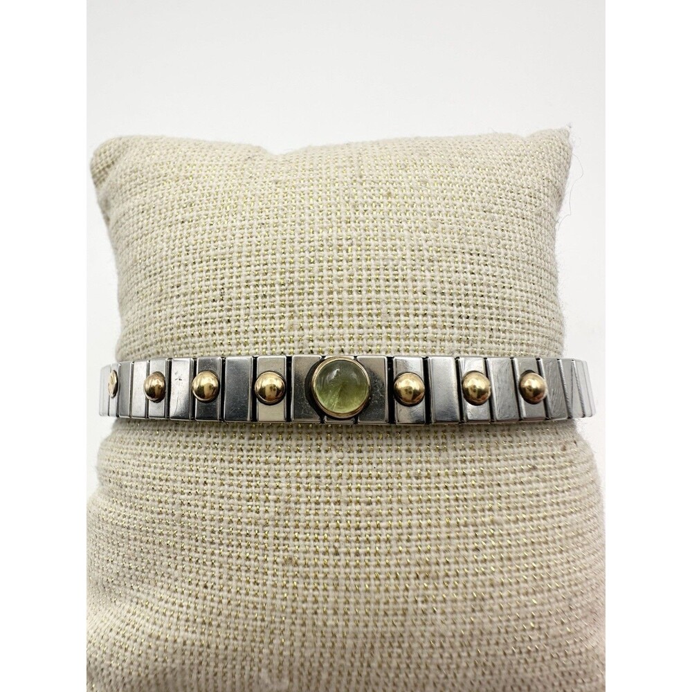 Nomination Stainless Steel And 18k Peridot Stretchy Bracelet 7.5”